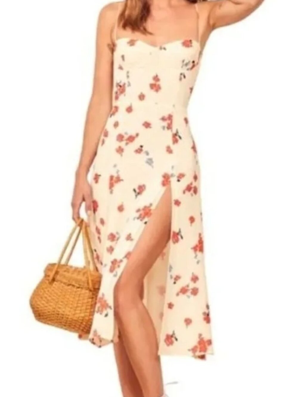 Reformation Juliette dress in floral yellow size 2
